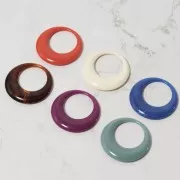 50mm Opaque resin hollow circle pendant - Ivory x1