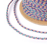 2mm braided cotton cord - Turquoise - Orange - Purple - Light Grey x1m