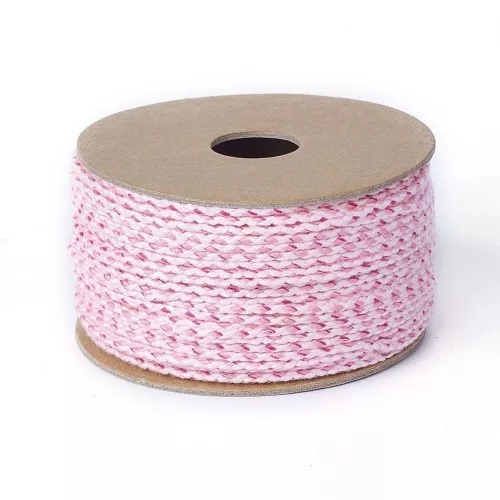 2mm braided cotton cord - Light pink - Pink x1m