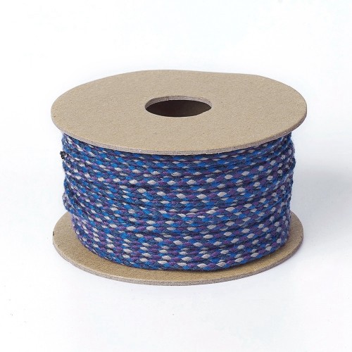 2mm braided cotton cord - Navy - Cobalt - Purple - Grey x1m