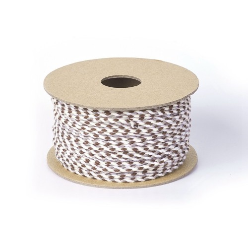 2mm braided cotton cord - Brown - Beige - White - Grey x1m