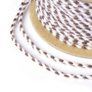 2mm braided cotton cord - Brown - Beige - White - Grey x1m