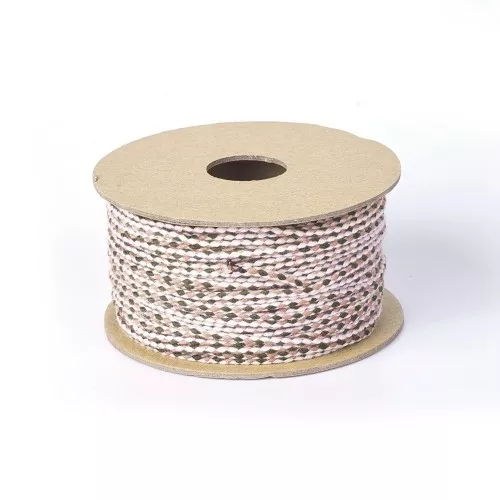 2mm braided cotton cord - Plum - Light pink - Dark grey x1m