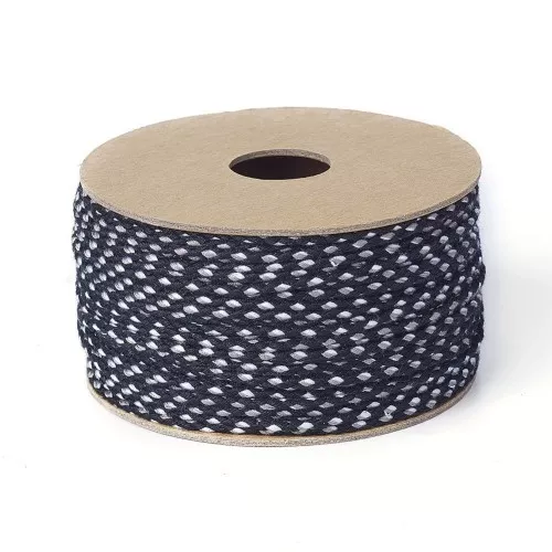 2mm braided coton cord - Black - White - Light brown x1m