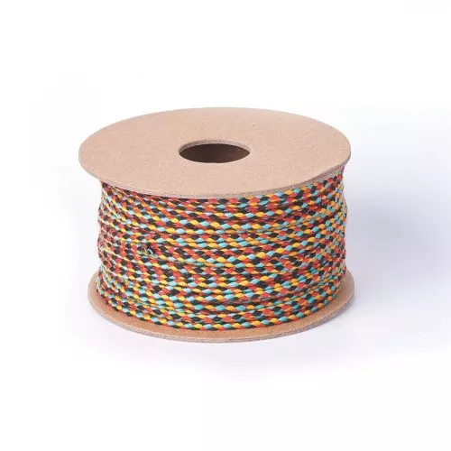 2mm braided cotton cord - Black - Blue - Mustard - Red x1m