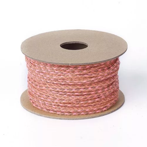 2mm braided cotton cord - Red - Pink - Brown x1m
