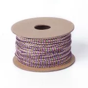 2mm braided coton cord - Plum - Pink - Light yellow x1m