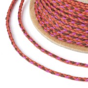 2mm braided cotton cord - Red - Fuchsia - Dark brown x1m