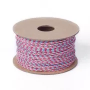 2mm braided cotton cord - Light pink - Orange - Fuchsia - Turquoise x1m