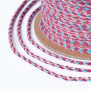 2mm braided cotton cord - Light pink - Orange - Fuchsia - Turquoise x1m