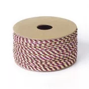 2mm braided cotton cord - Plum - Light yellow - Light pink - Dark brown x1m