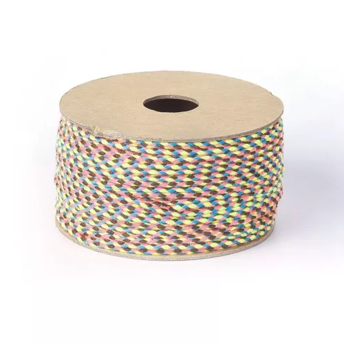 2mm braided cotton cord - Neon yellow - Neon pink - Dark brown - Blue x1m