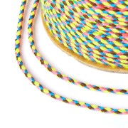 2mm braided cotton cord - Neon yellow - Neon pink - Dark brown - Blue x1m