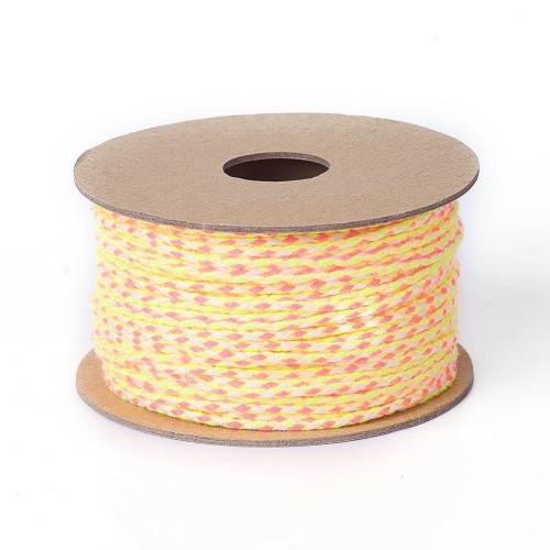 Braided cotton cord 2mm - Fluorescent yellow - Neon pink - Beige - Yellow x1