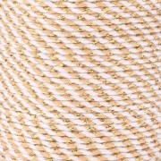 1.5mm Braided cotton cord and metallic thread - White - Beige - Brown - Gold x1m