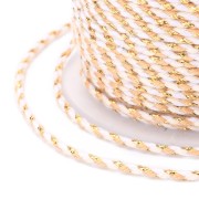 1.5mm Braided cotton cord and metallic thread - White - Beige - Brown - Gold x1m