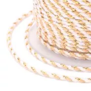 1.5mm Braided cotton cord and metallic thread - White - Beige - Brown - Gold x1m