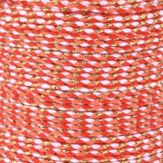 1.5mm Braided cotton cord and metallic thread - White - Red - Coral - Gold x1m|raw }}