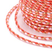 1.5mm Braided cotton cord and metallic thread - White - Red - Coral - Gold x1m