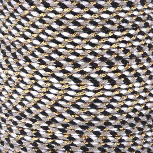 1.5mm Braided cotton cord and metallic thread - White - Black - Grey - Gold x1m