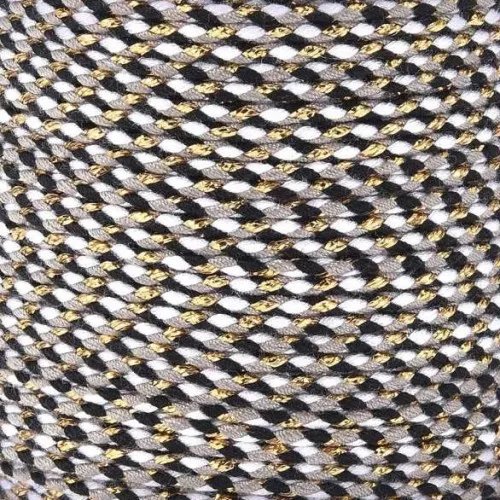 1.5mm Braided cotton cord and metallic thread - White - Black - Grey - Gold x1m