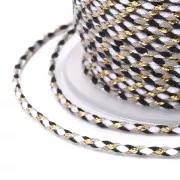 1.5mm Braided cotton cord and metallic thread - White - Black - Grey - Gold x1m