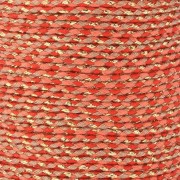 1.5mm Braided cotton cord and metallic thread - Red - Coral - Brown - Gold x1m|raw }}