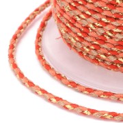 1.5mm Braided cotton cord and metallic thread - Red - Coral - Brown - Gold x1m