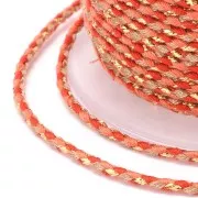 1.5mm Braided cotton cord and metallic thread - Red - Coral - Brown - Gold x1m