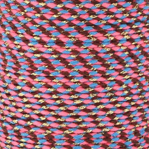 1.5mm Braided cotton cord & metallic thread Fluorescent pink - Blue - Brown - Gold
