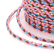 1.5mm Braided cotton cord & metallic thread Fluorescent pink - Blue - Brown - Gold