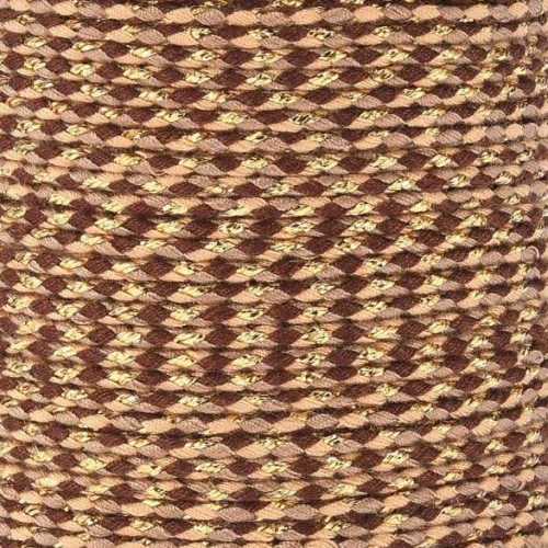 1.5mm Braided cotton cord and metallic thread - Brown - Beige - Sand - Gold x1m