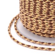 1.5mm Braided cotton cord and metallic thread - Brown - Beige - Sand - Gold x1m