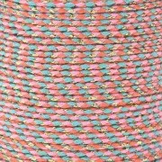 1.5mm Braided cotton cord & metallic thread Coral - Pink - Turquoise - Gold x1m