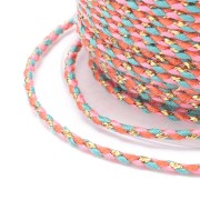 1.5mm Braided cotton cord & metallic thread Coral - Pink - Turquoise - Gold x1m
