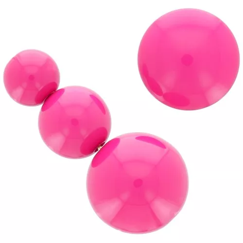 Assortment of 26 beads 8-10-14 mm & 2 cabochons in opaque resin - Fuschia x1