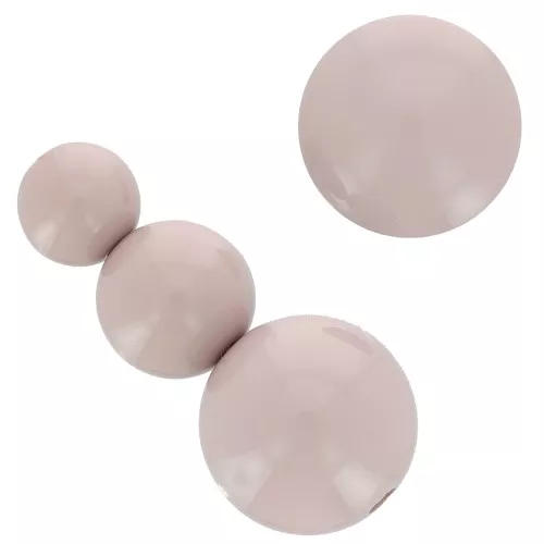 Assortment of 26 beads 8-10-14 mm & 2 cabochons in opaque resin - Taupe x1