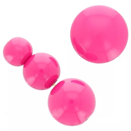 Assortment of 26 beads 6-8-10mm and 2 cabochons in opaque resin - Fuchsia x1