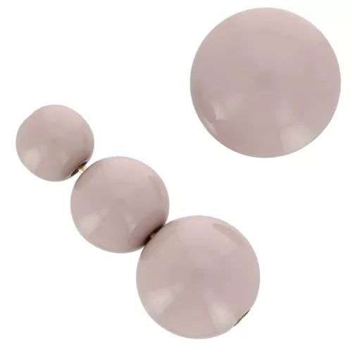 Assortment of 26 beads 6-8-10mm and 2 cabochons in opaque resin - Taupe x1