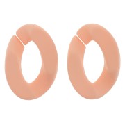 30x21mm Oval Twisted Acrylic Link - Opaque Light Coral Mat x1