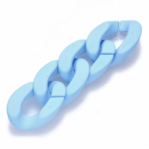 30x21mm Oval Twisted Acrylic Link - Opaque Sky blue Mat x1