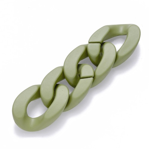 30x21mm Oval Twisted Acrylic Link - Opaque Olive Mat x1