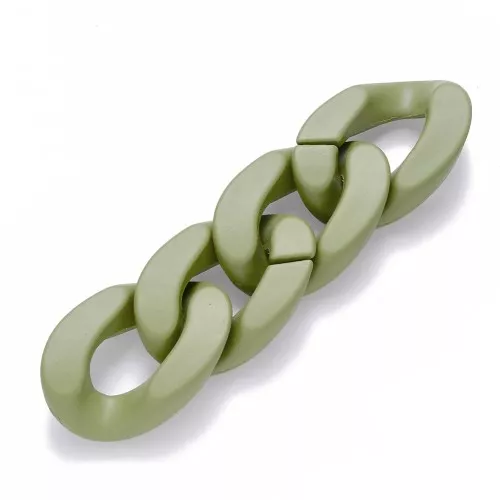 30x21mm Oval Twisted Acrylic Link - Opaque Olive Mat x1