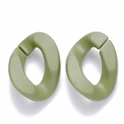 30x21mm Oval Twisted Acrylic Link - Opaque Olive Mat x1