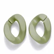 30x21mm Oval Twisted Acrylic Link - Opaque Olive Mat x1