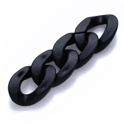 30x21mm Oval Twisted Acrylic Link - Opaque Black Mat x1