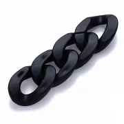 30x21mm Oval Twisted Acrylic Link - Opaque Black Mat x1