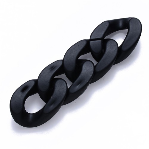 30x21mm Oval Twisted Acrylic Link - Opaque Black Mat x1