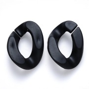 30x21mm Oval Twisted Acrylic Link - Opaque Black Mat x1