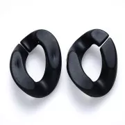 30x21mm Oval Twisted Acrylic Link - Opaque Black Mat x1